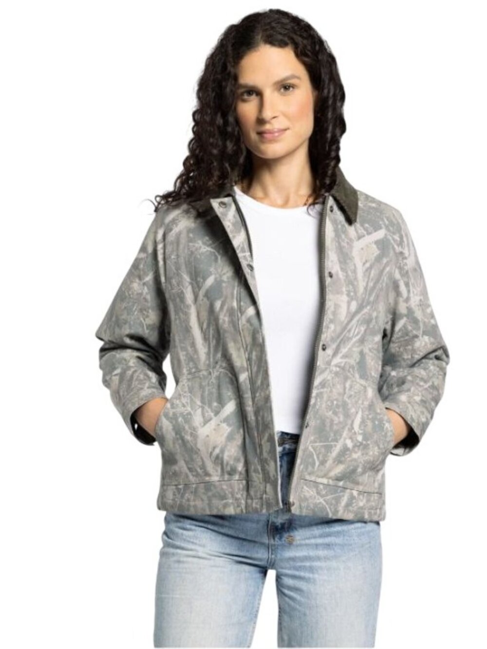 Thread & Supply Gray Tree Camouflage-Print Barn Korie Jacket Women's Small, NWT - Picture 2 of 14
